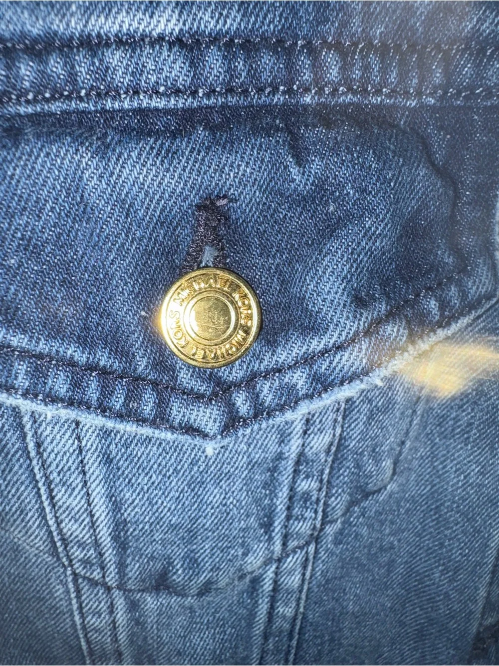 Michael Kors Dark Blue Denim Jacket with Gold Buttons